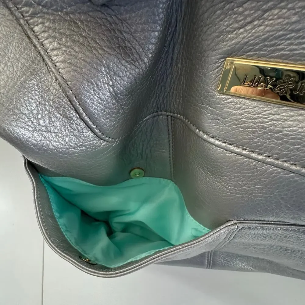 HTF Retired Leather Lily Jade Galena Shaylee Gold Purse/Backpack Diaper Bag